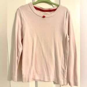Mini Boden Soft Pink Long Sleeve Rosette Tee
